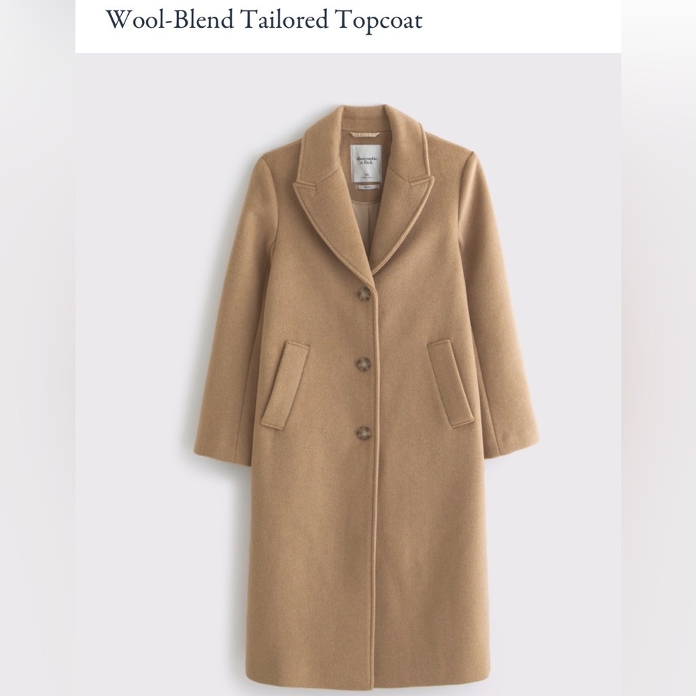 Abercrombie & Fitch Camel Wool-Blend Tailor Top Coat